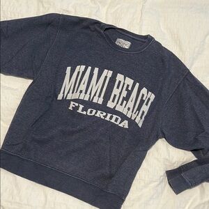 Pacifica Blue Crewneck Sweater with Miami Beach Print